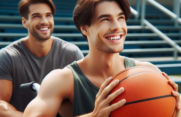 disabled holding basketball